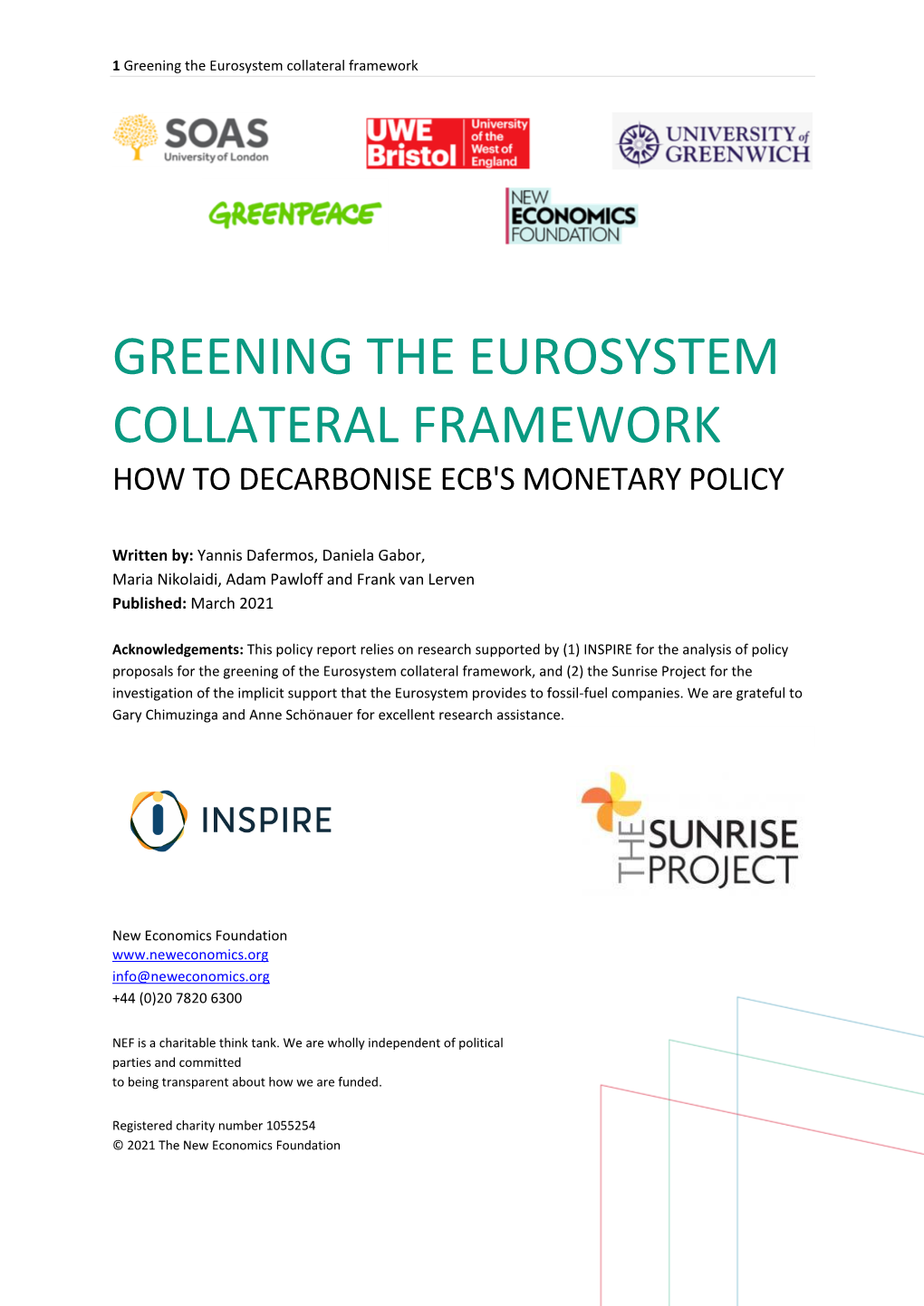 Greening the Eurosystem Collateral Framework