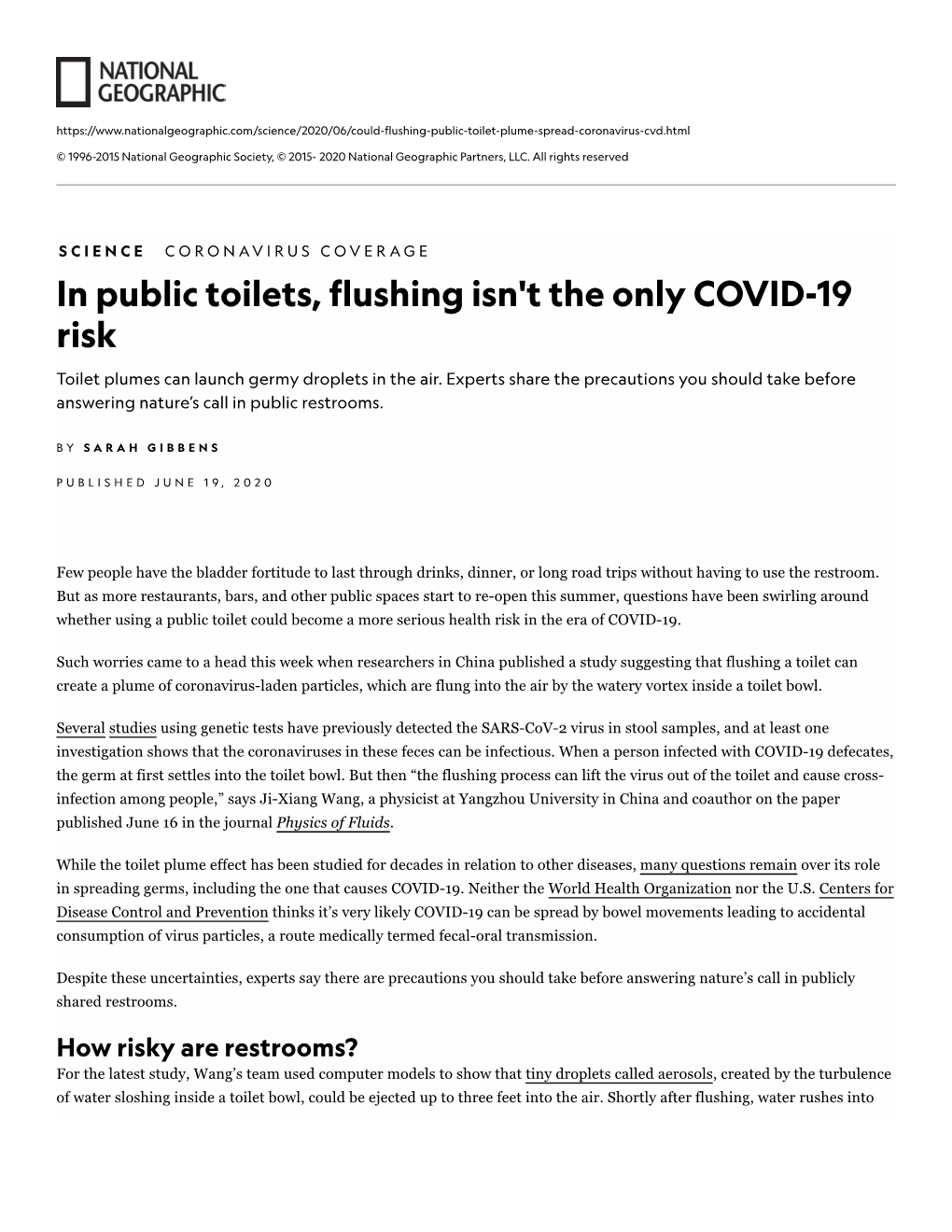 In Public Toilets, Flushing Isn't the Only COVID-19 Risk