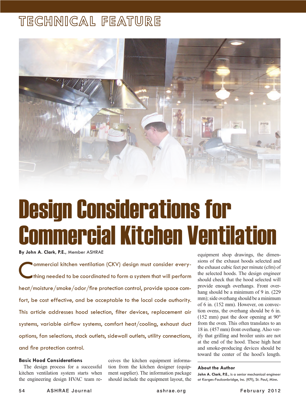 Design Considerations for Commercial Kitchen Ventilation by John A