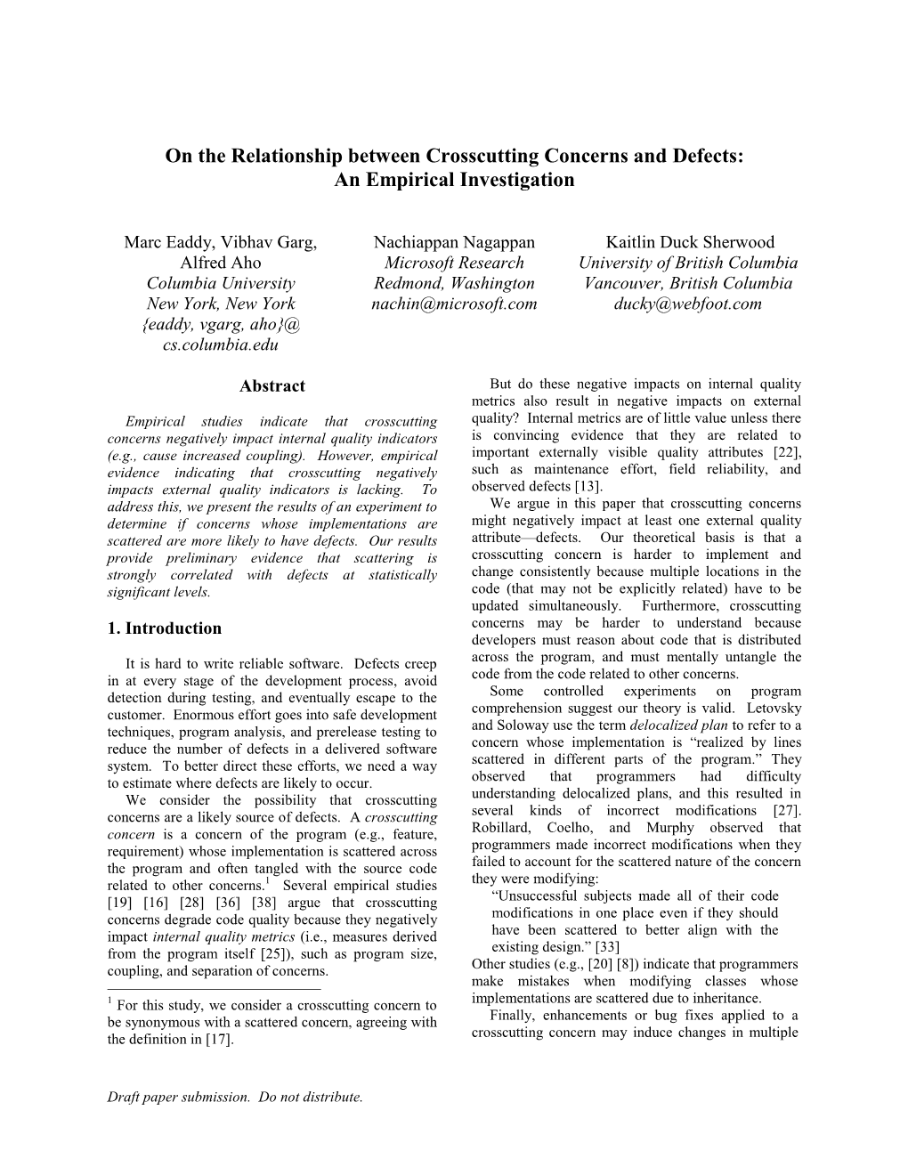 On the Relationship Between Crosscutting Concerns and Defects: an Empirical Investigation