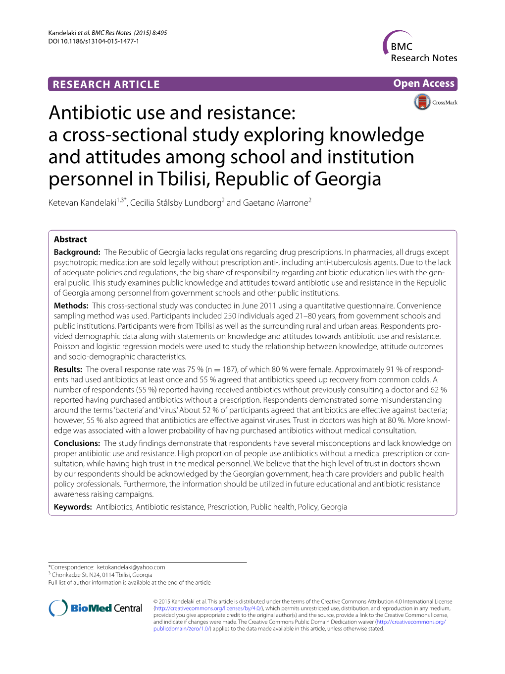Antibiotic Use and Resistance: a Cross-Sectional Study Exploring