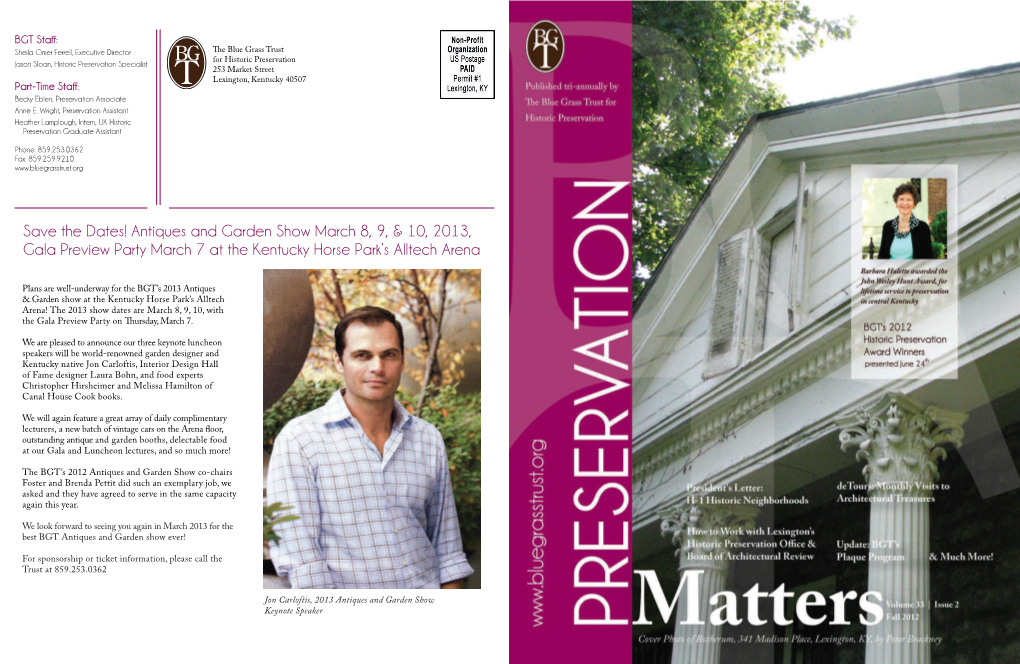 Fall 2012 | Preservation Matters | Fall 2012 | 3    