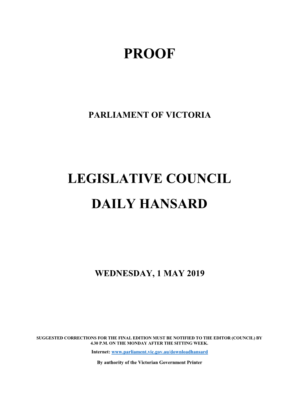 Legislative Council Daily Hansard