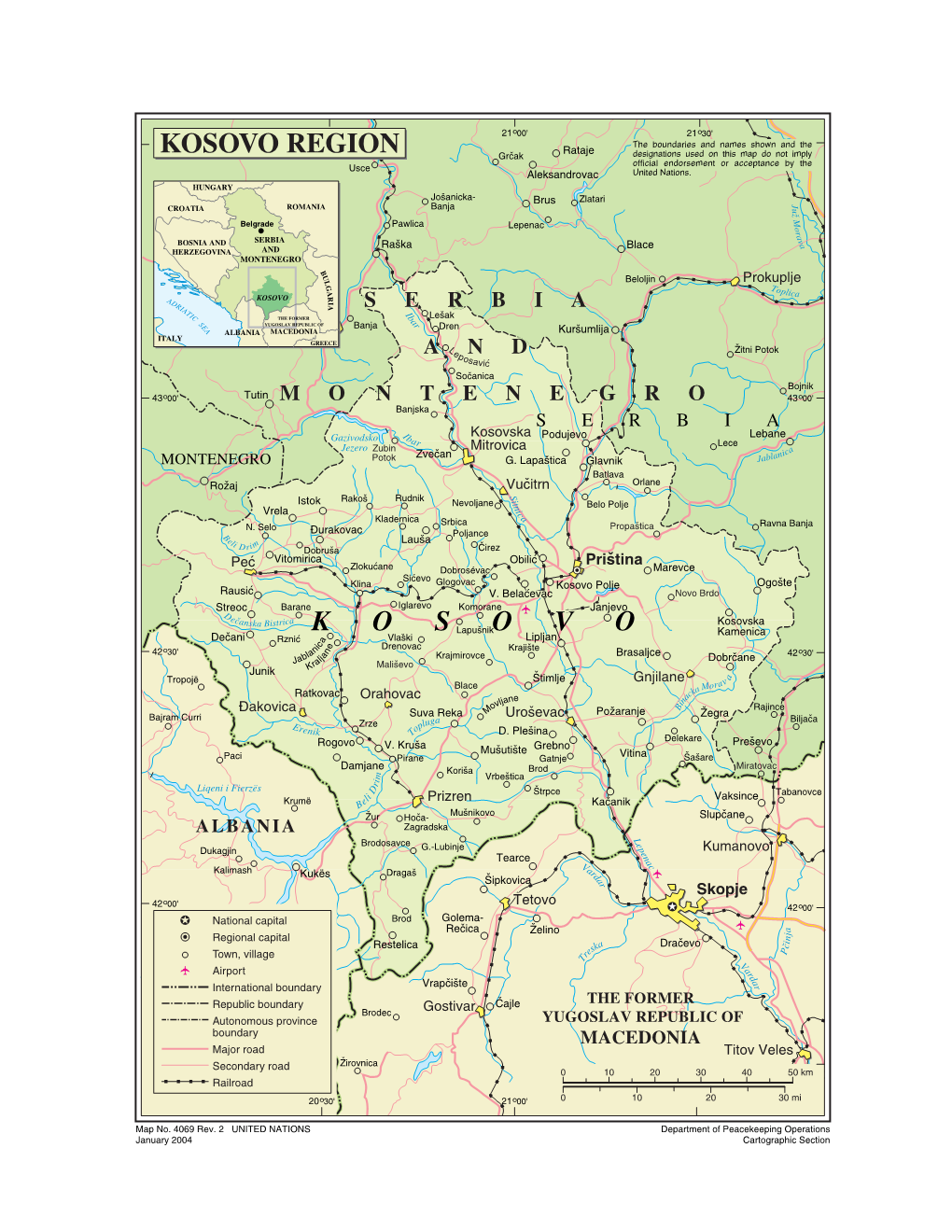 KOSOVO REGION ˆ Rataje the Boundaries and Names Shown and the Grcak Designations Used on This Map Do Not Imply Usce Official Endorsement Or Acceptance by The