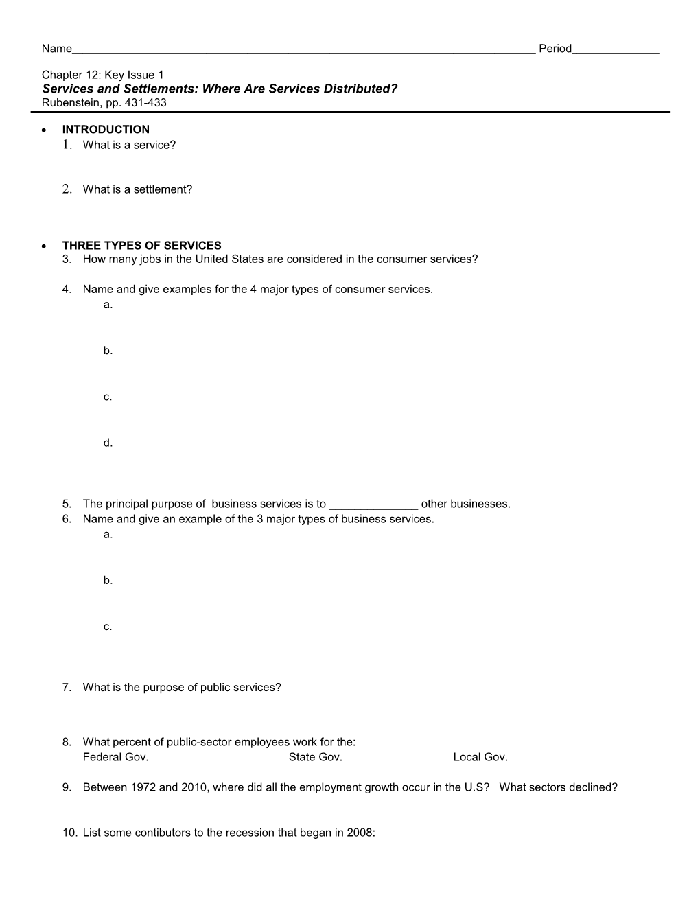 Ch 12 Key Issues