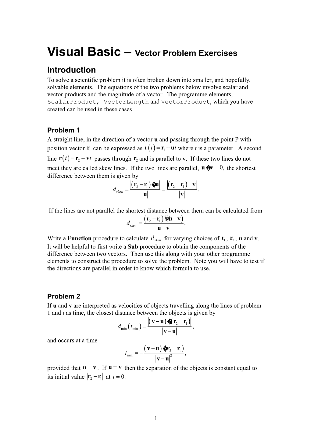 Visual Basic Problem Exercises