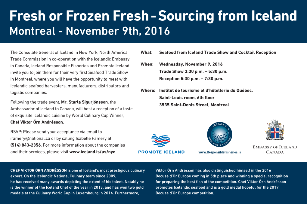 Fresh Or Frozen Fresh - Sourcing from Iceland Montreal - November 9Th, 2016