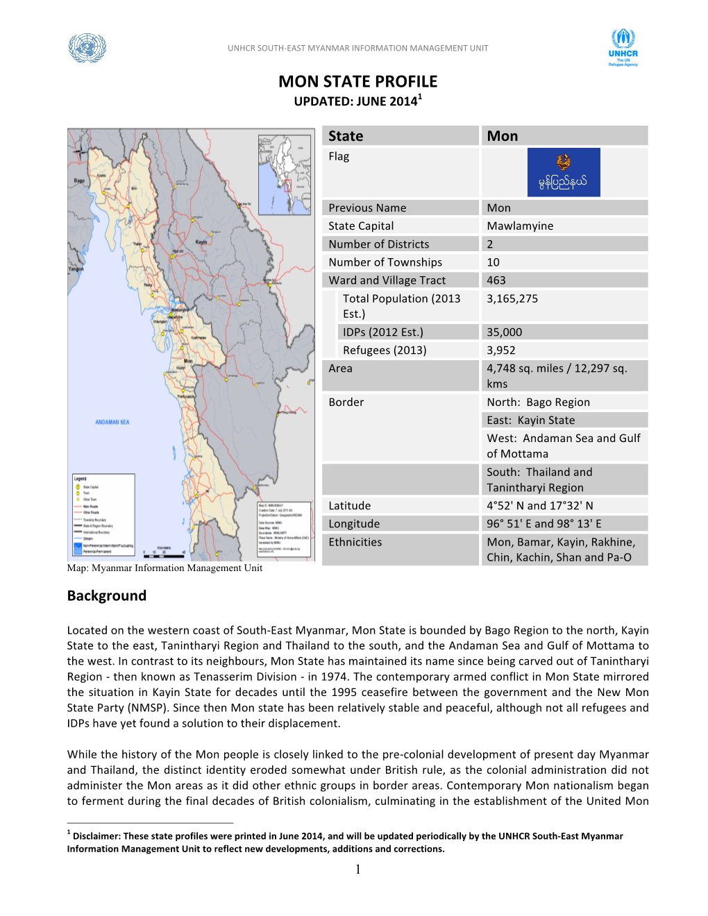 Mon State Profile Updated: June 20141