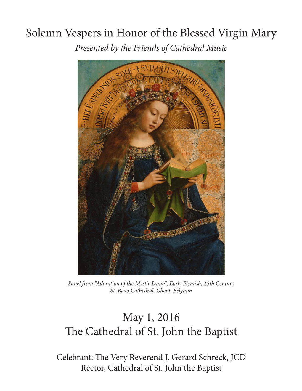 Solemn Vespers in Honor of the Blessed Virgin Mary May 1, 2016