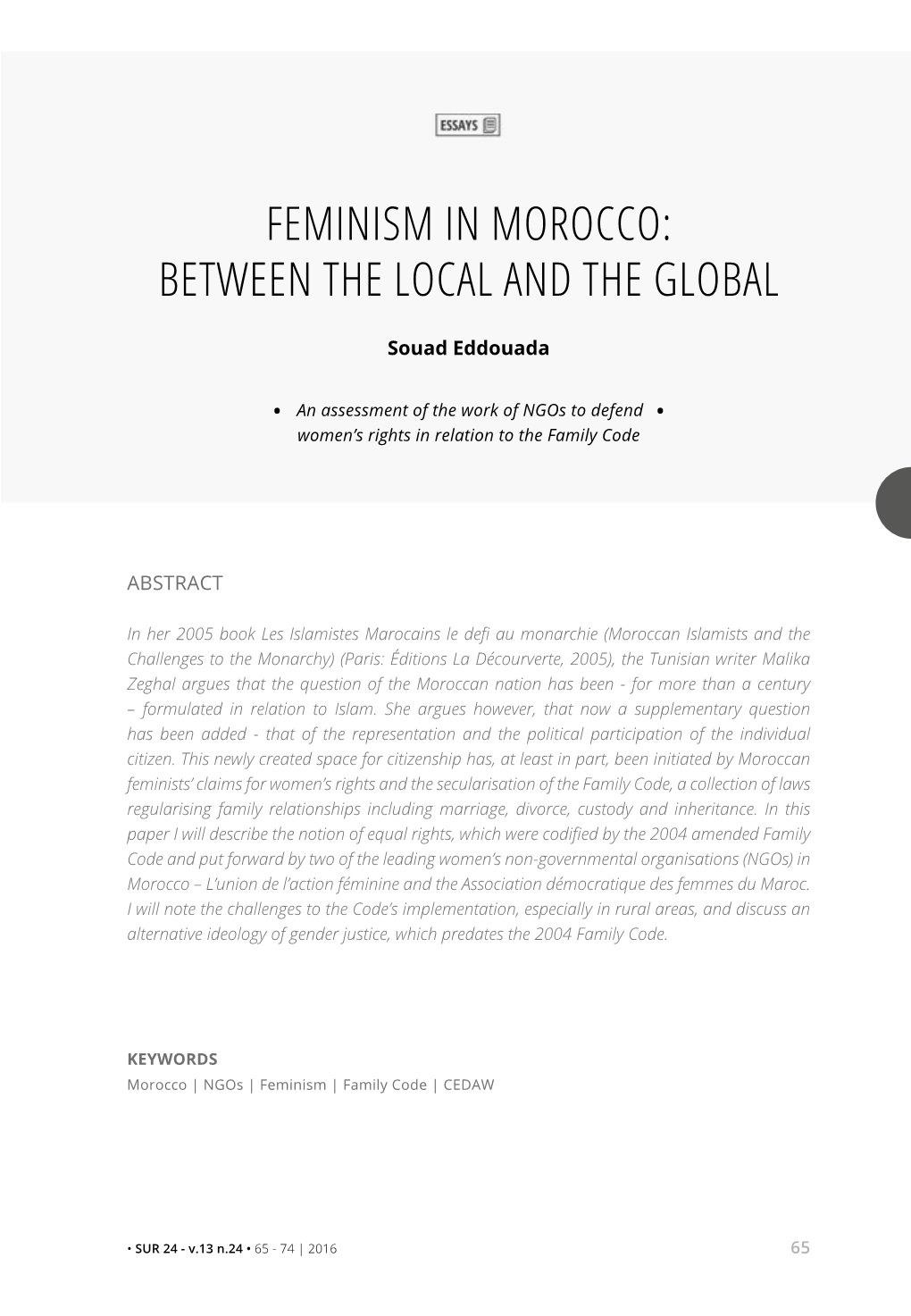 Feminism in Morocco: Between the Local and the Global