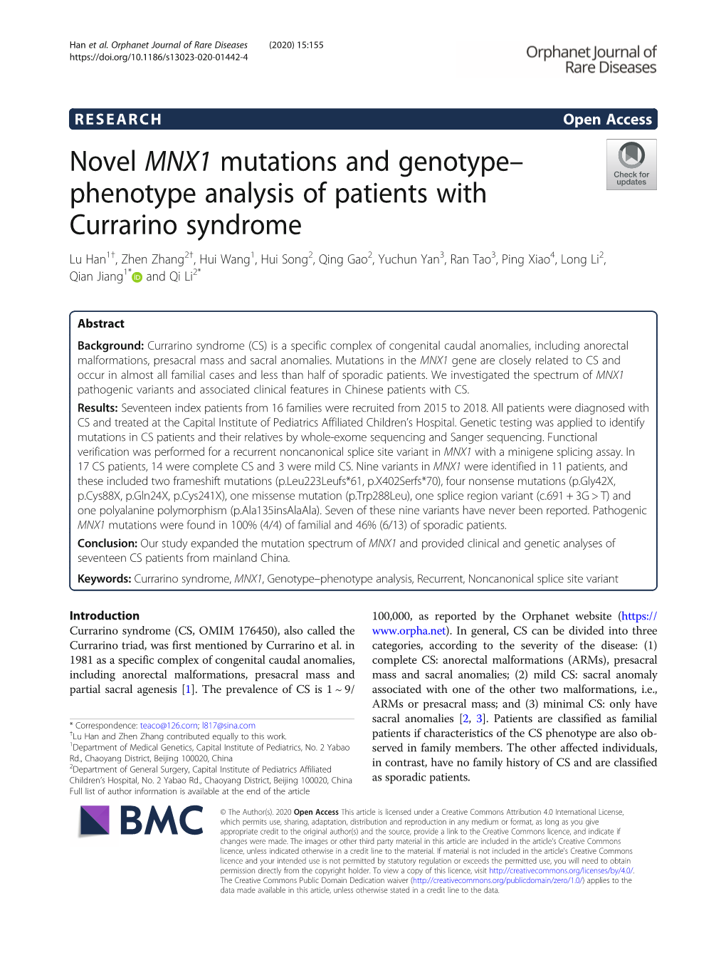 Novel MNX1 Mutations and Genotype–Phenotype Analysis of Patients