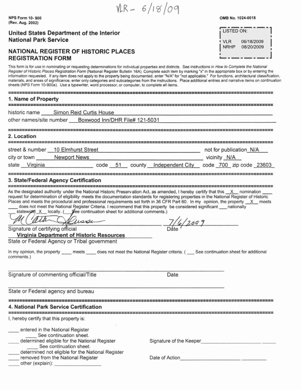 National Register Forms Template