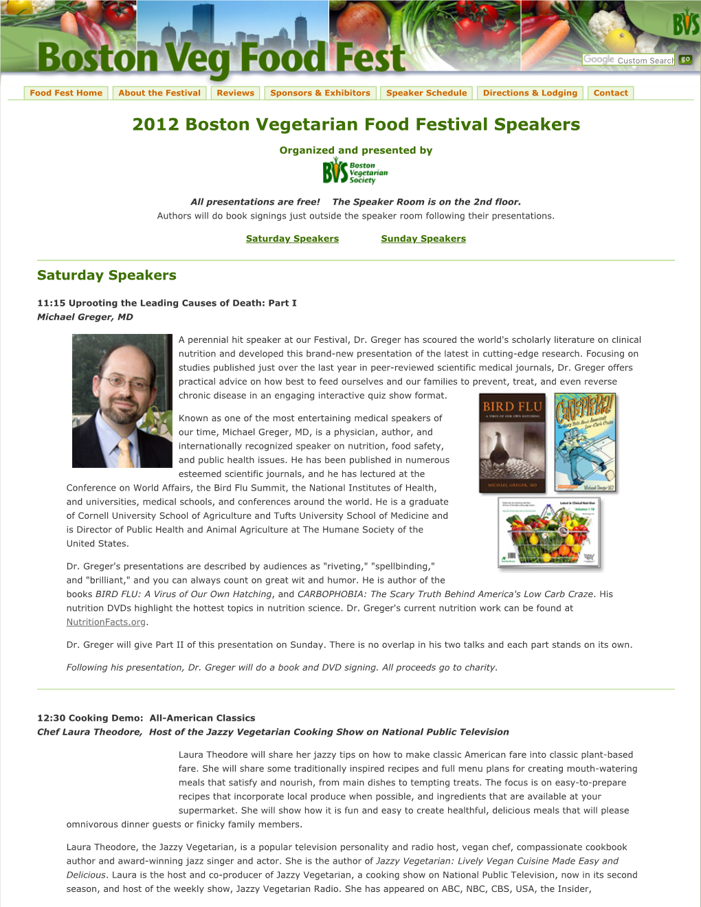 2012 Boston Vegetarian Food Festival Speakers