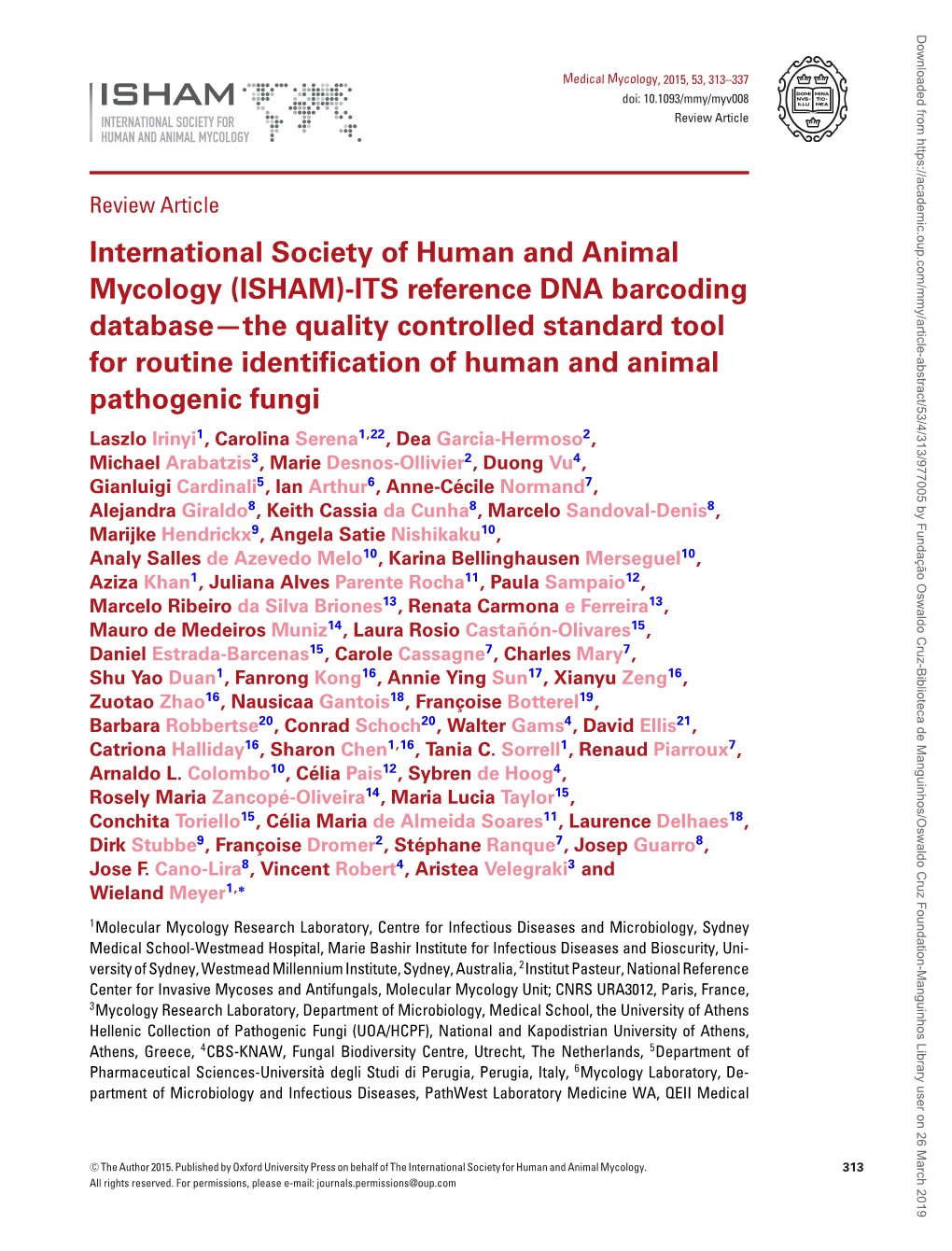 International Society of Human and Animal Mycology