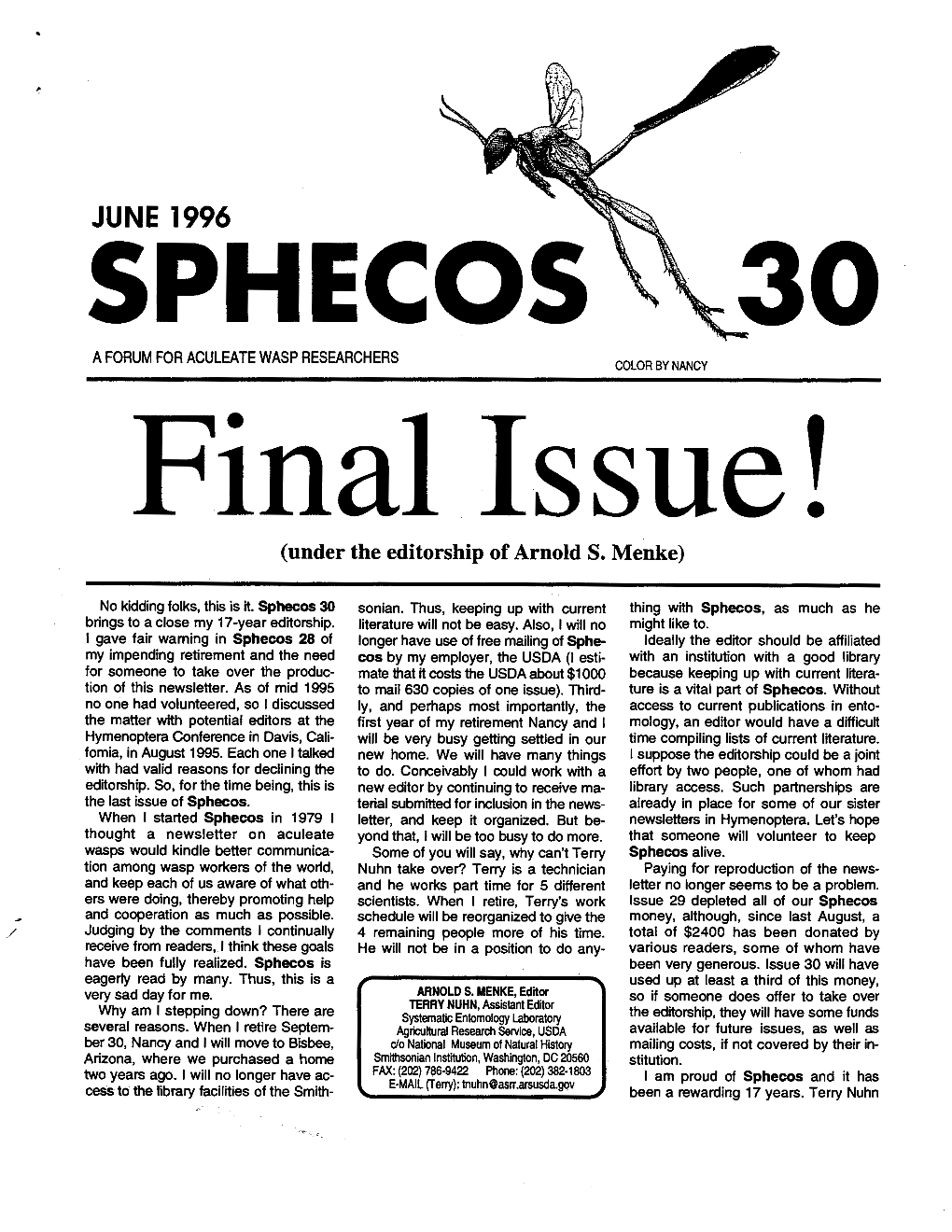 Sphecos: a Forum for Aculeate Wasp Researchers