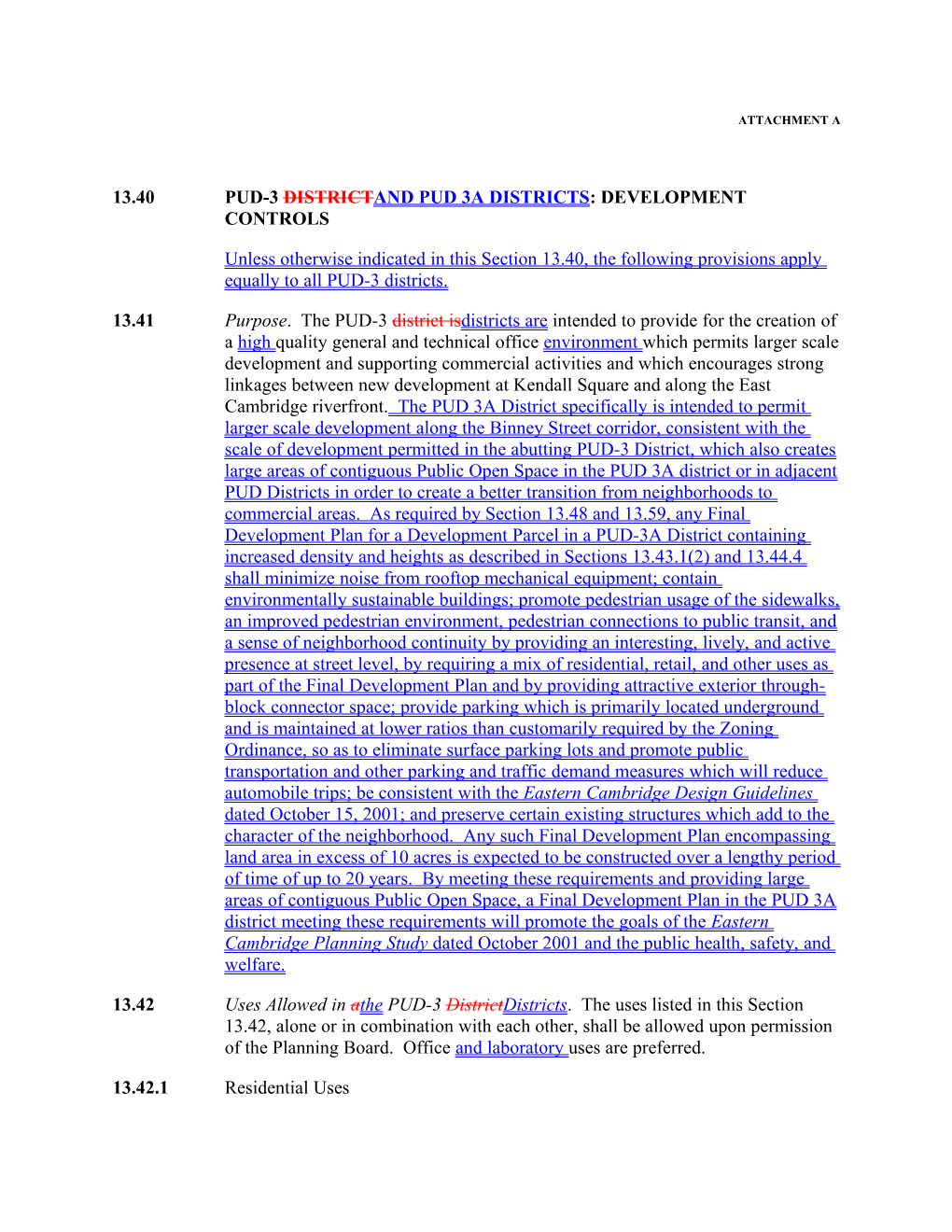 13.40 Pud-3 District and Pud 3A Districts : Development Controls