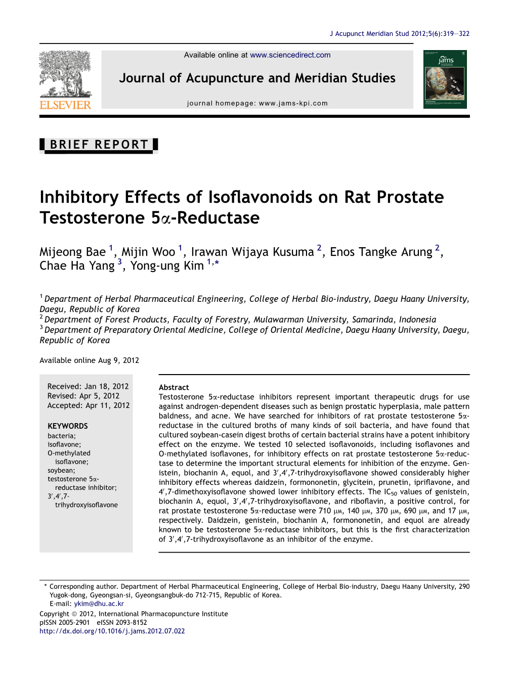 Inhibitory Effects of Isoflavonoids on Rat Prostate
