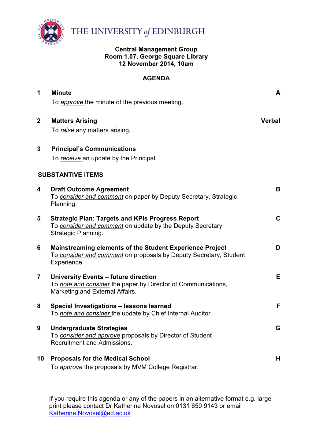 If You Require This Agenda Or Any of the Papers in an Alternative Format E.G