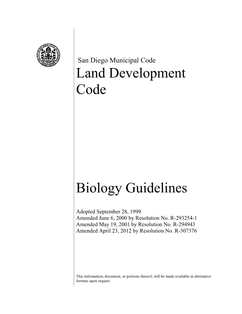 Land Development Code Biology Guidelines