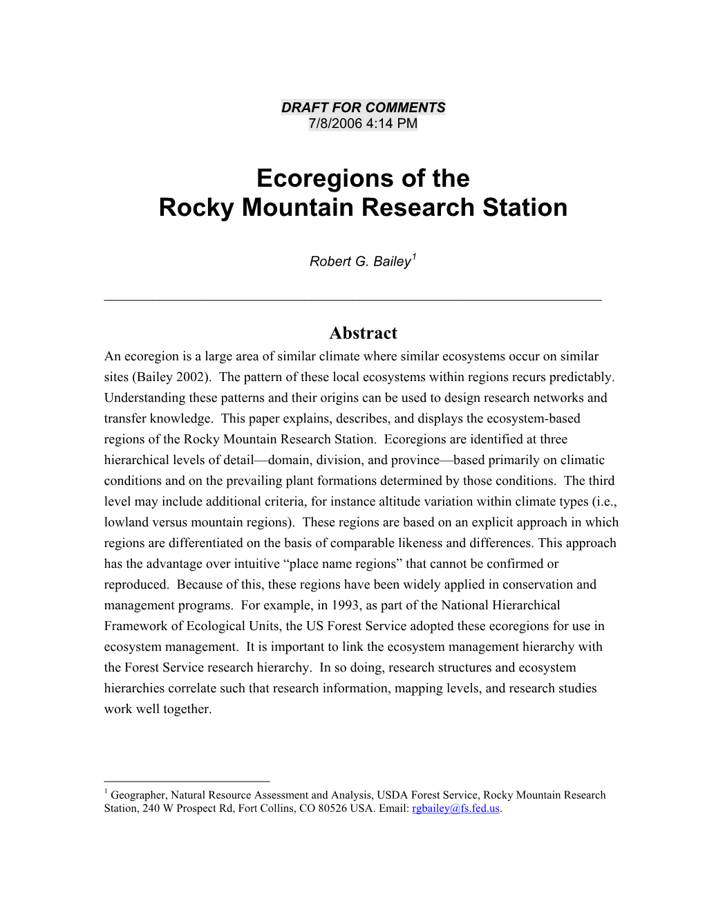 Ecoregions of the Rocky Mountain Research Station