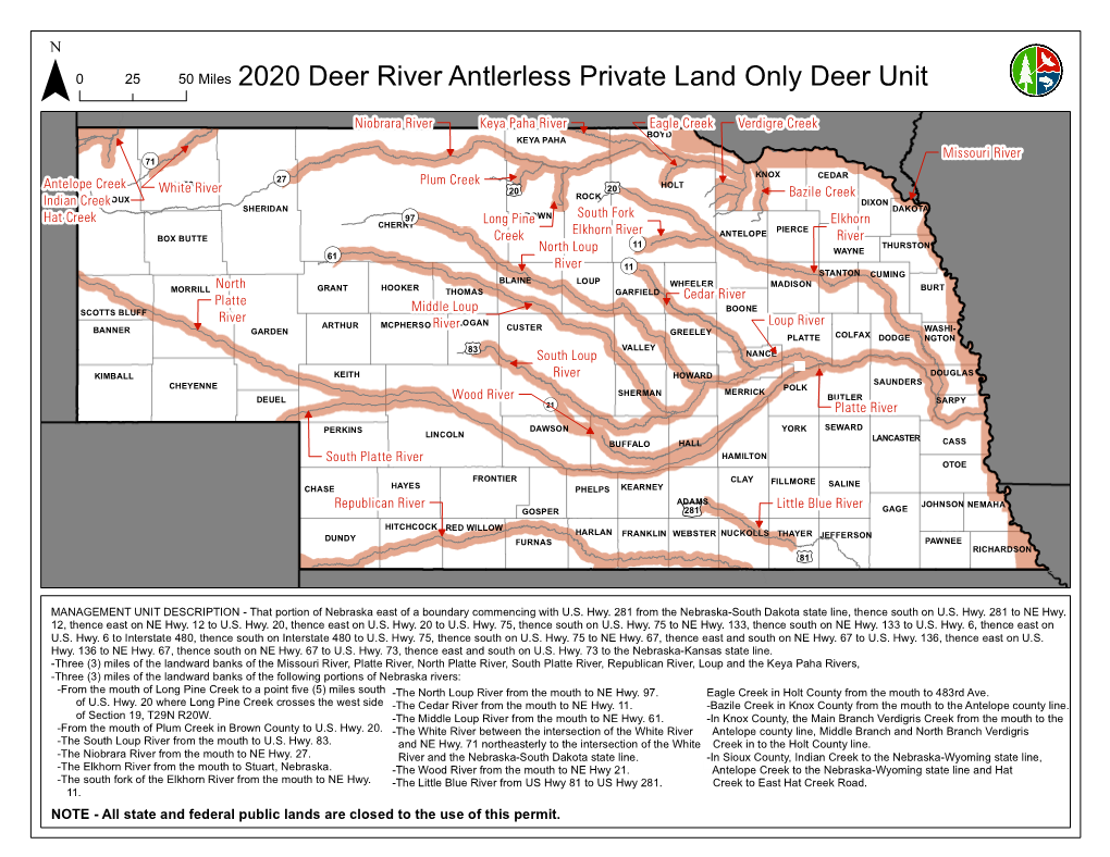 2020 Deer River Antlerless Private Land Only Deer Unit