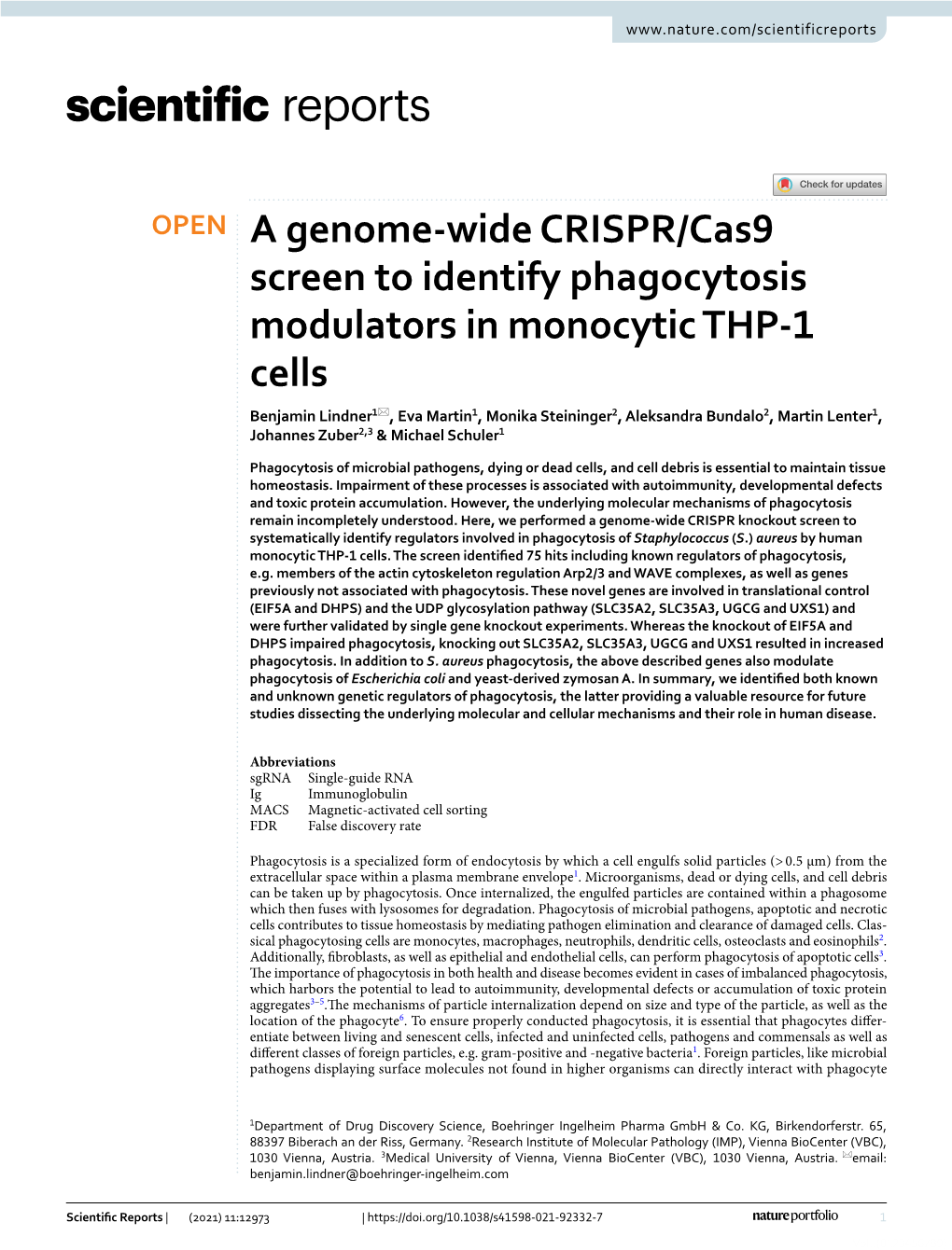 A Genome-Wide CRISPR/Cas9 Screen to Identify Phagocytosis Modulators