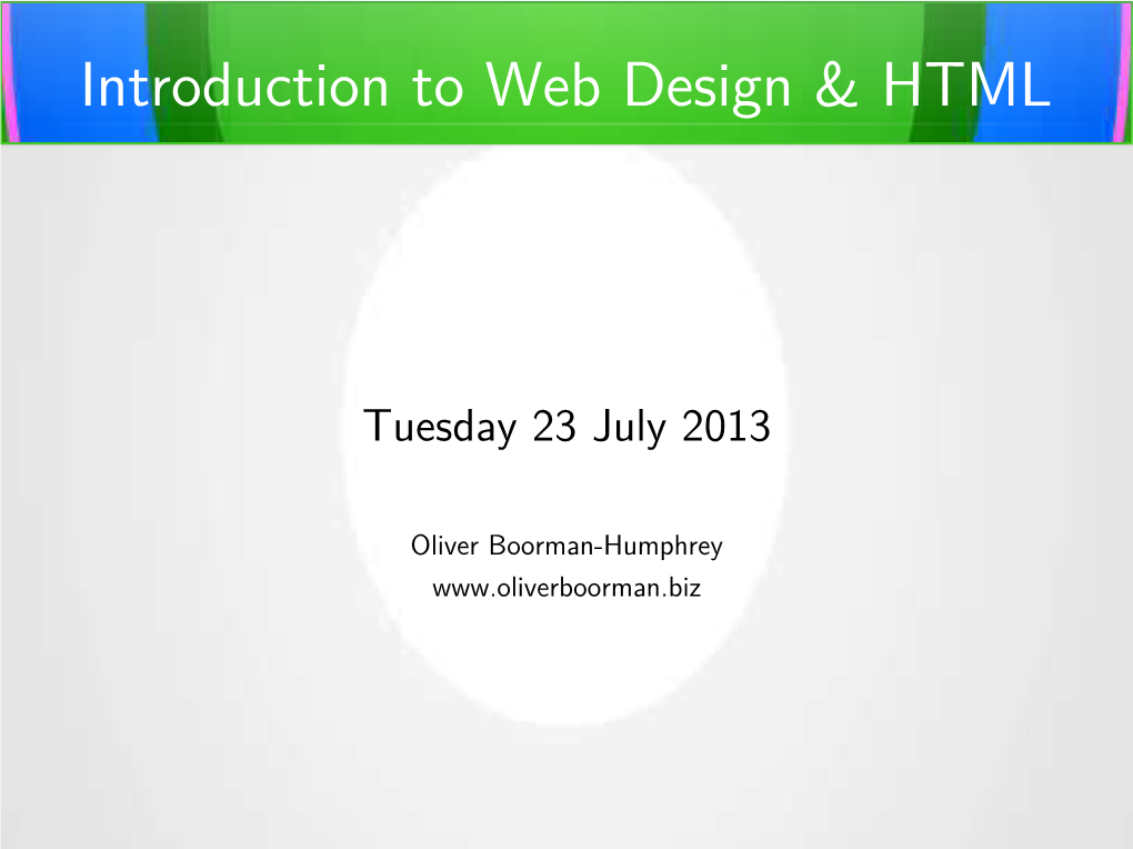 Introduction to Web Design & HTML