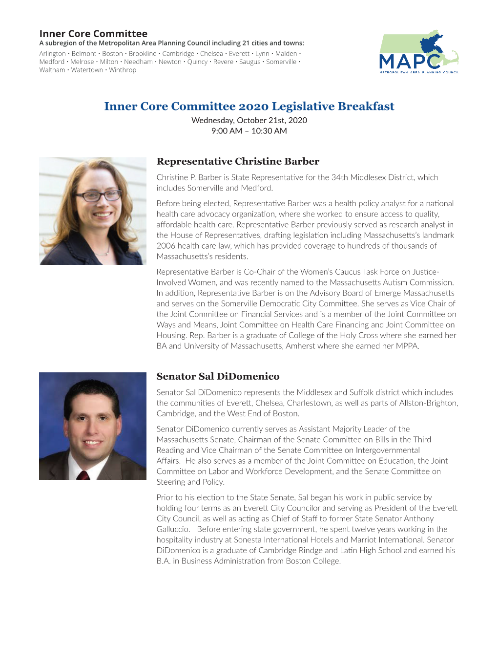 Legislative Breakfast Speakers