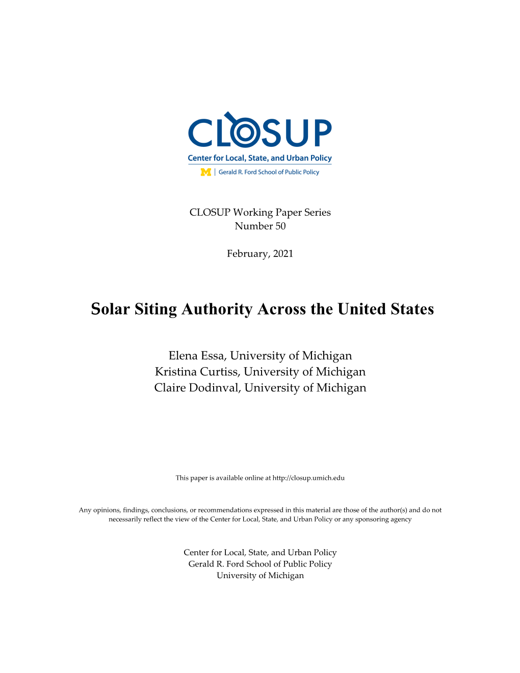 Solar Siting Authority Across the United States