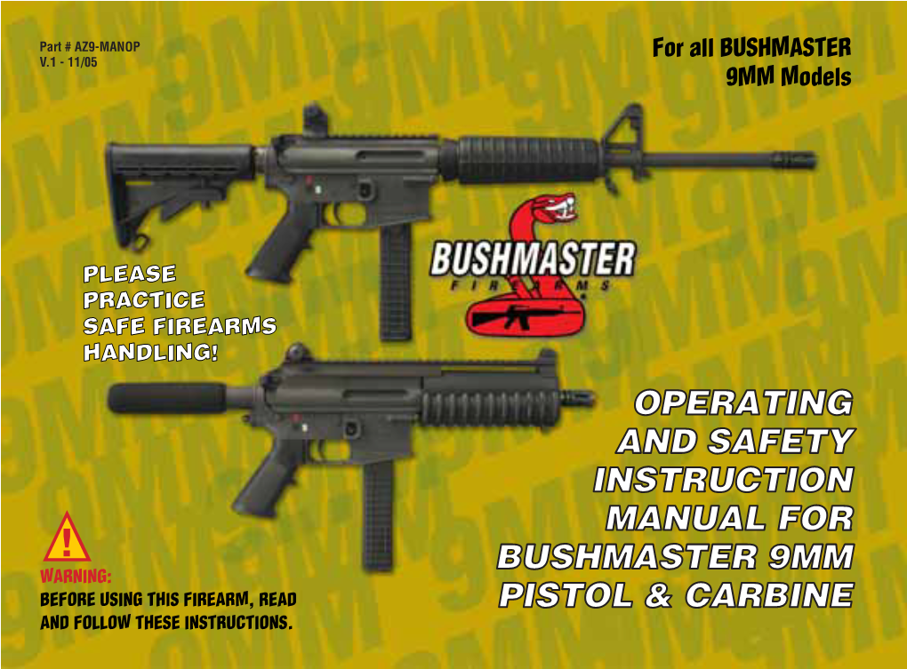 BUSHMASTER V.1 - 11/05 9MM Models