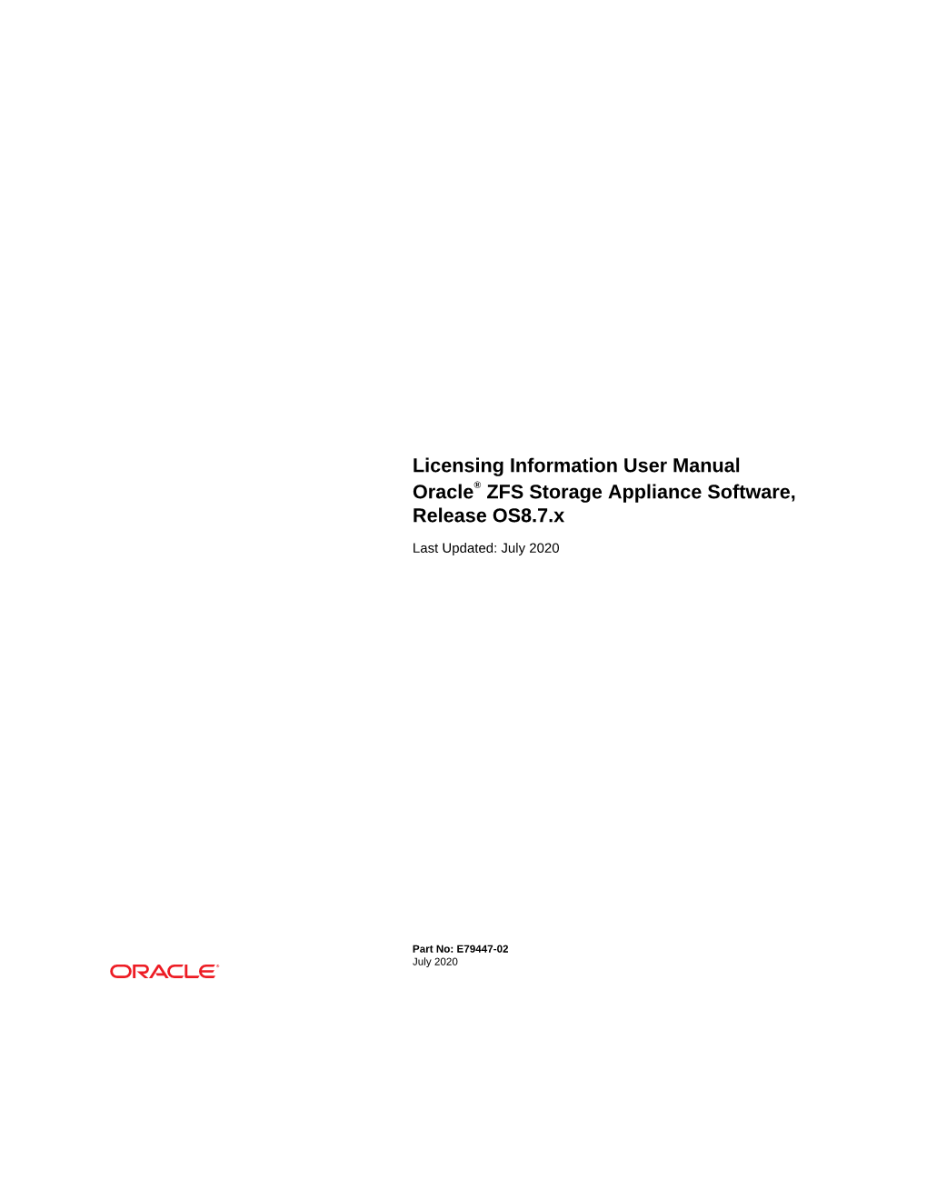 Licensing Information User Manual Oracle® ZFS