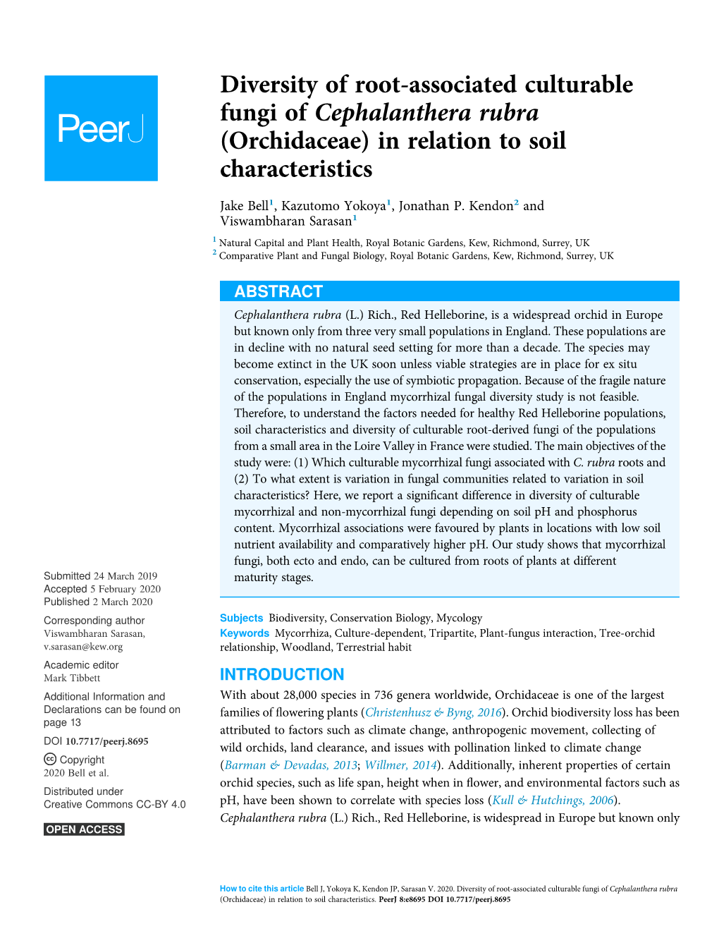 Diversity of Root-Associated Culturable Fungi of Cephalanthera Rubra (Orchidaceae) in Relation to Soil Characteristics