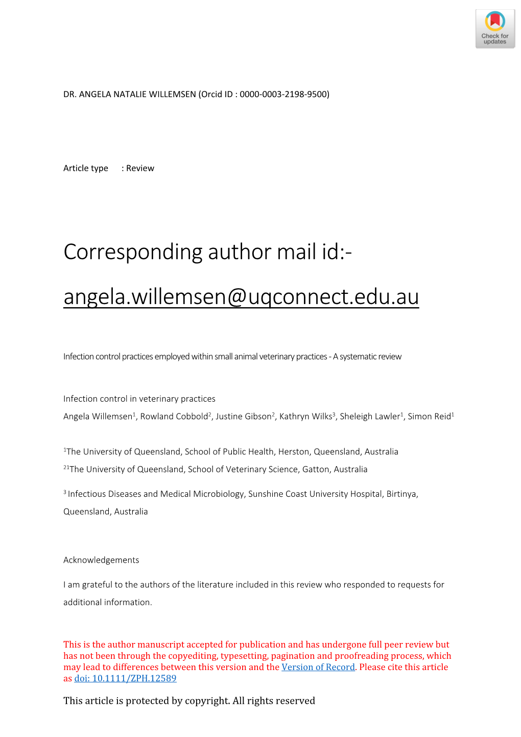 Infection Control Practices Employed Within Small Animal Veterinary Practices - a Systematic Review