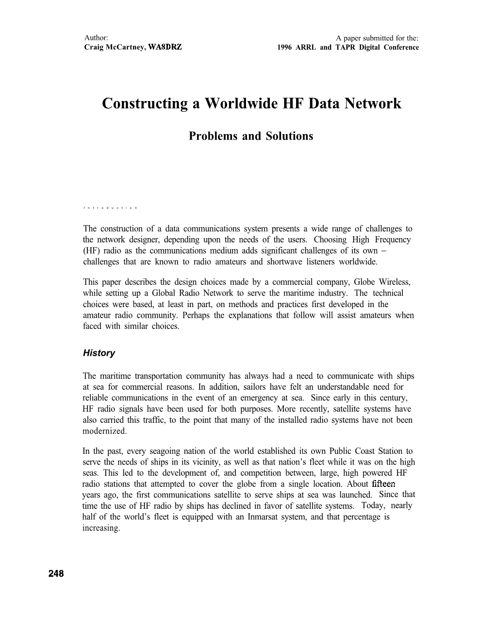 Constructing a Worldwide HF Data Network