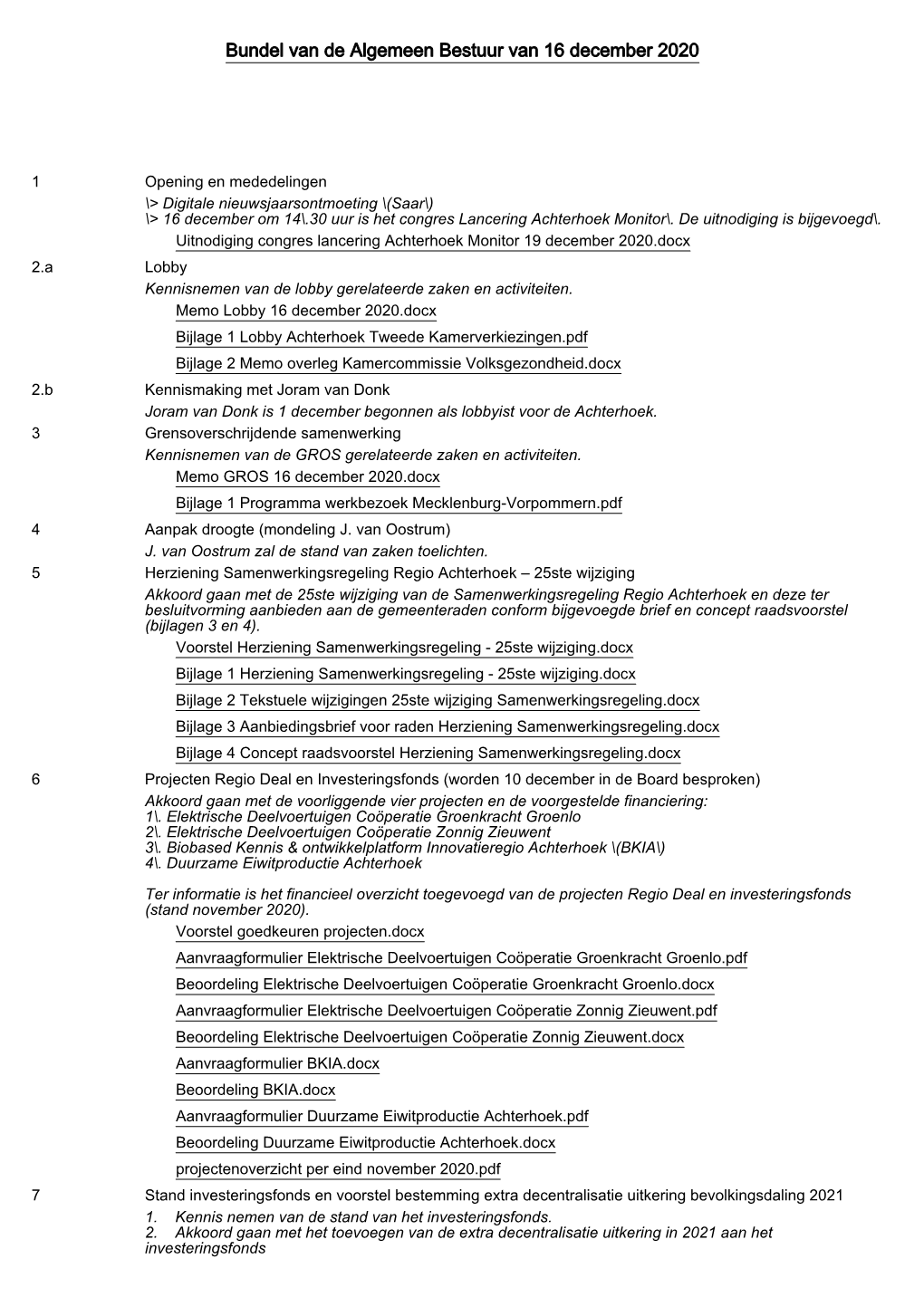 Bundel Van De Algemeen Bestuur Van 16 December 2020