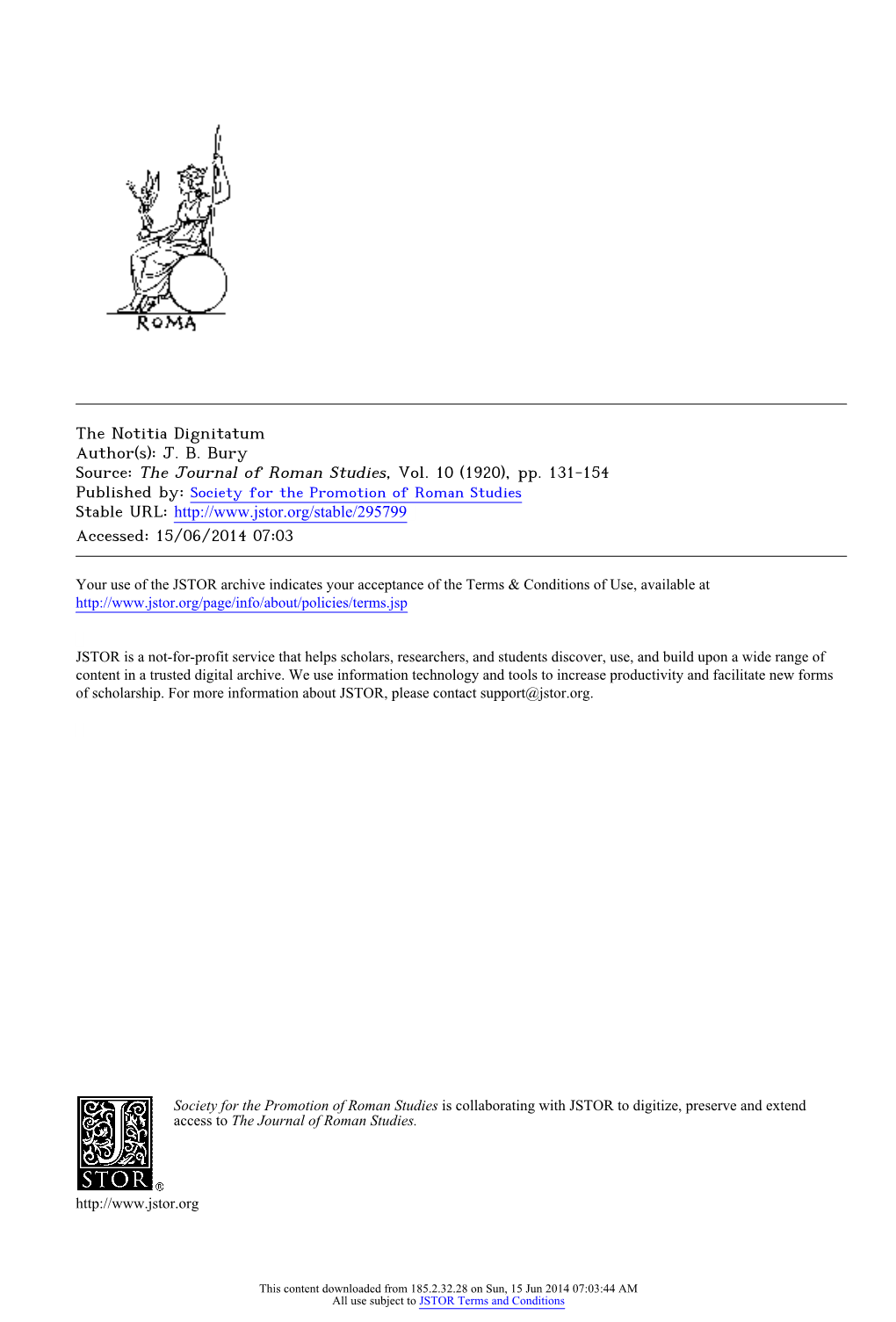 The Notitia Dignitatum Author(S): J