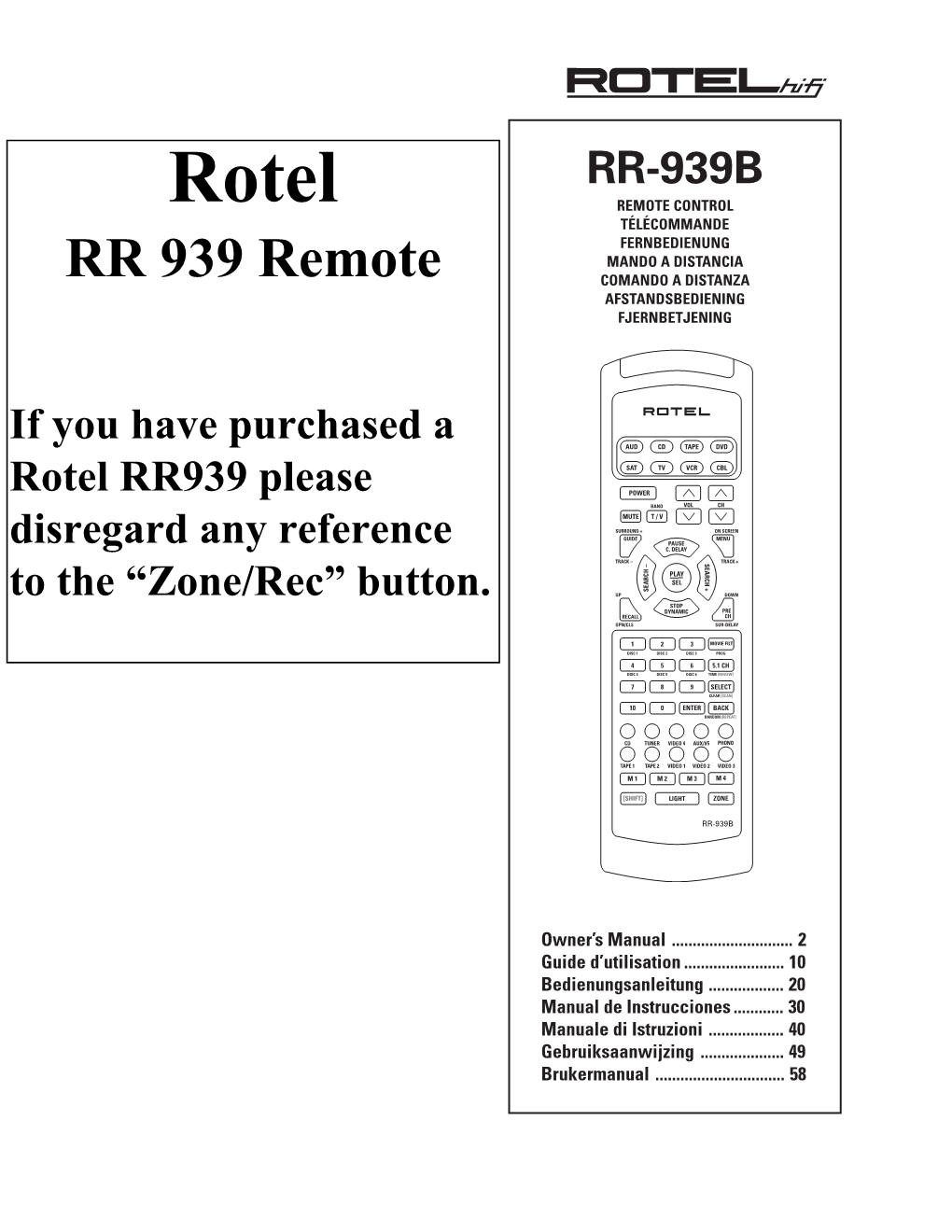 RR 939 Remote