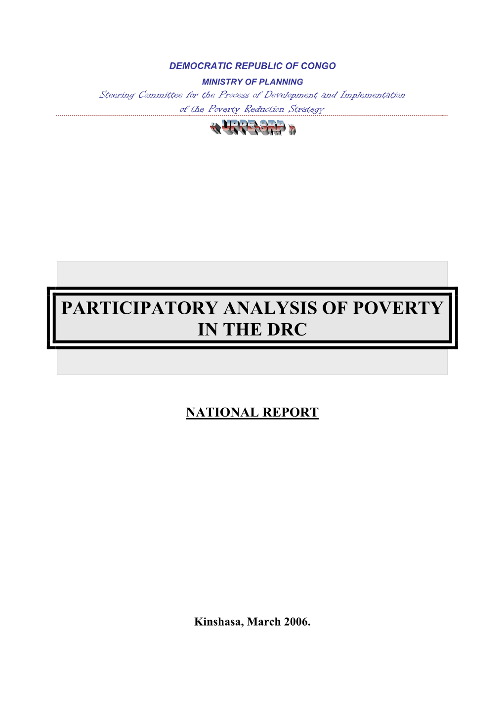 Participatory Analysis of Poverty in the Drc
