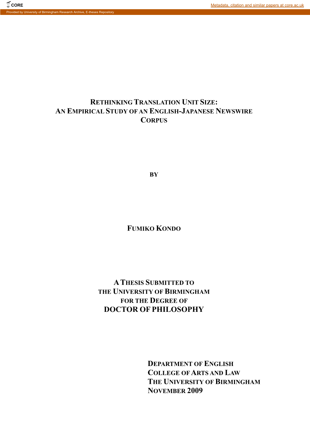 Rethinking Translation Unit Size: an Empirical Study of an English-Japanese Newswire Corpus