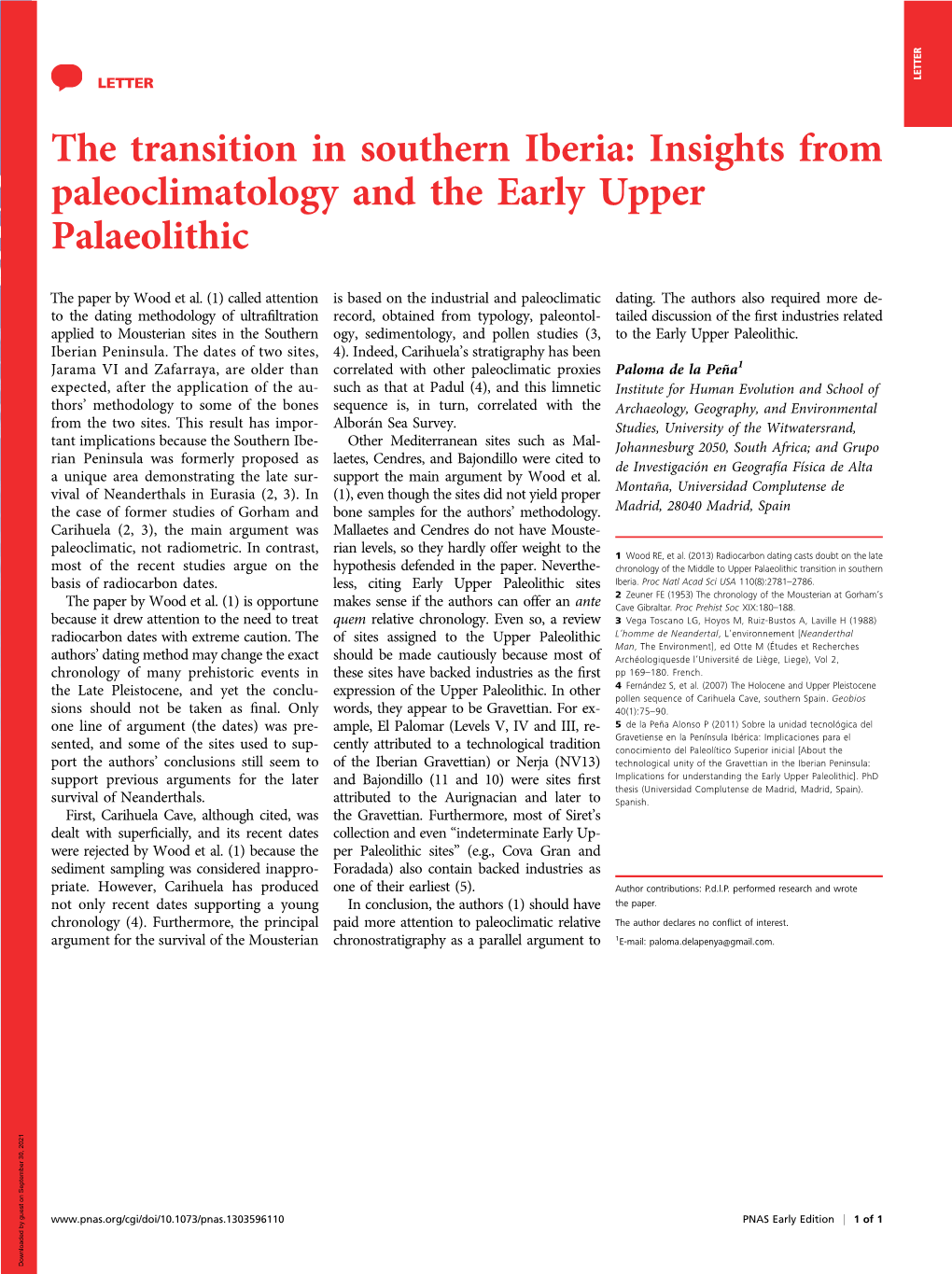 Insights from Paleoclimatology and the Early Upper Palaeolithic