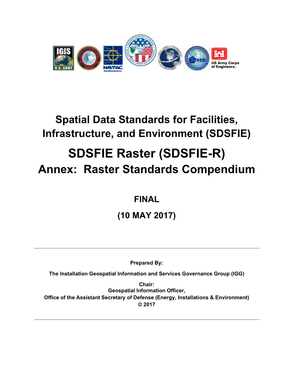 SDSFIE-R Annex: Raster Standards Compendium