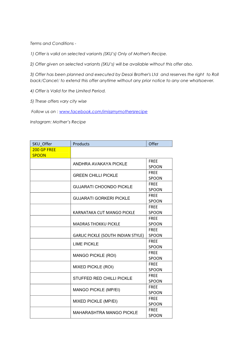 Terms and Condition for On-Ground Offers