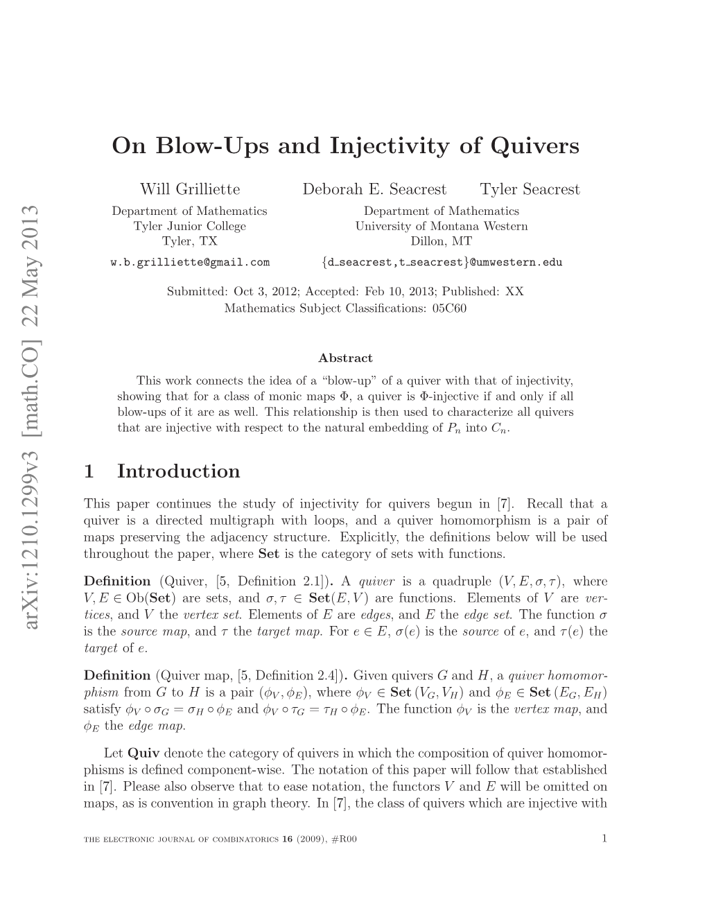 On Blow-Ups and Injectivity of Quivers