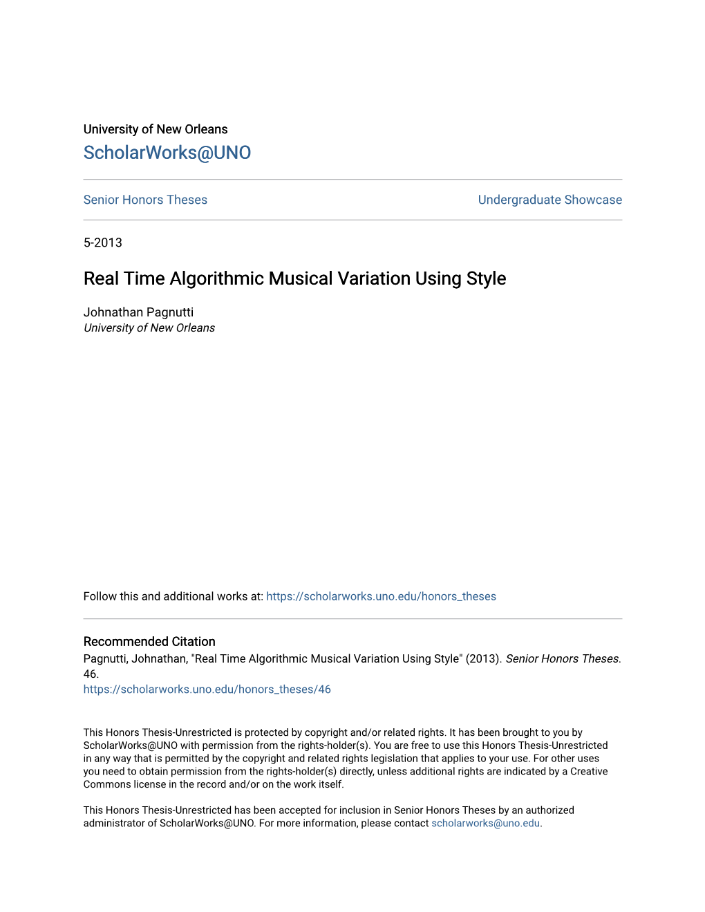 Real Time Algorithmic Musical Variation Using Style