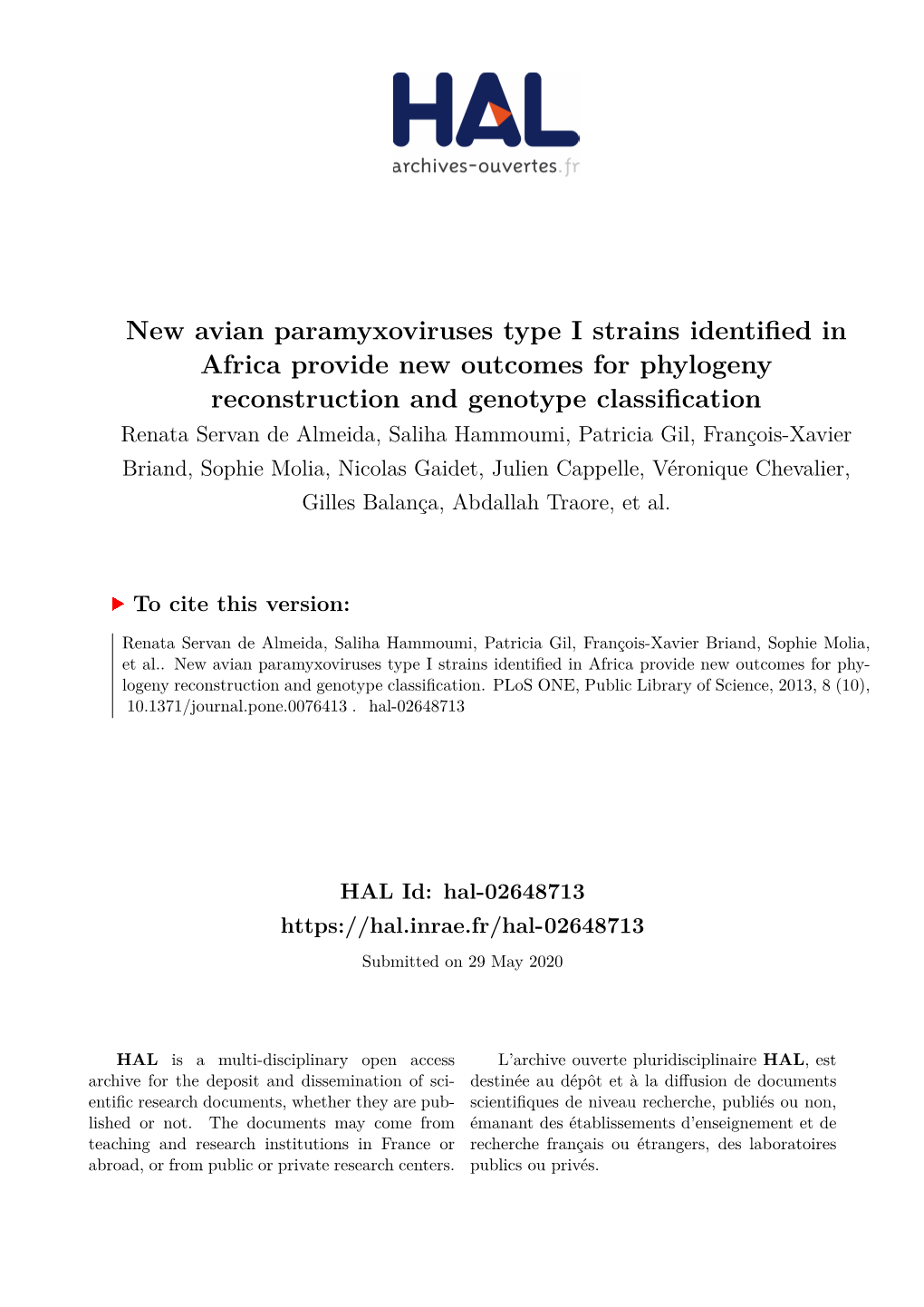 New Avian Paramyxoviruses Type I Strains Identified In