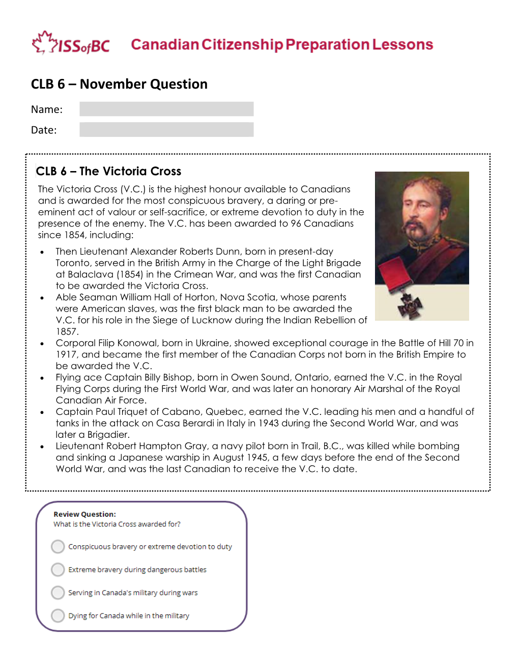 CLB 6 – November Question Name: Date