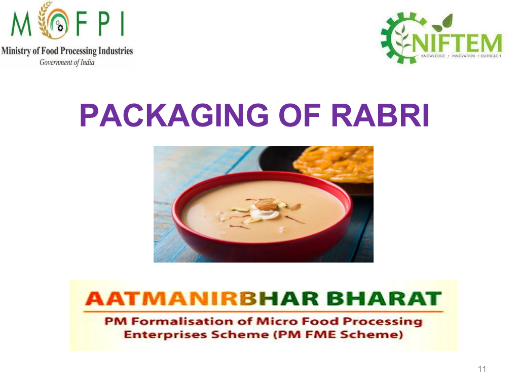 Packaging of Rabri