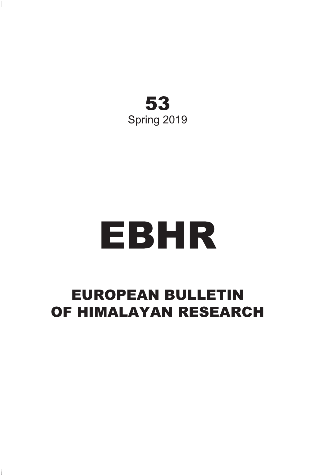 European Bulletin of Himalayan Research