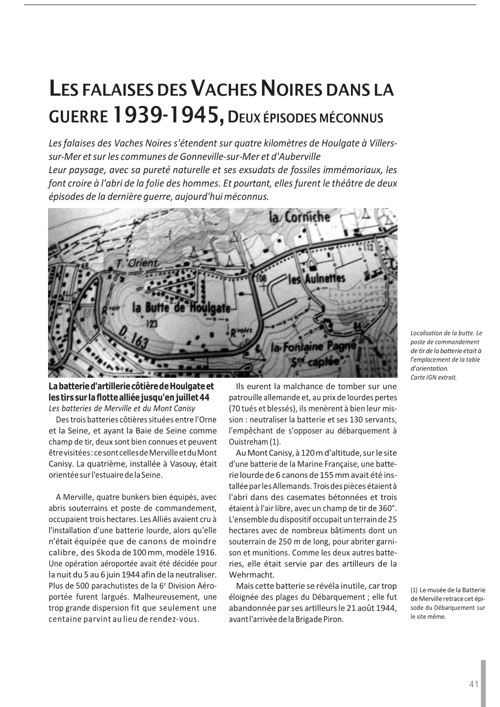 Les Falaises Des Vaches Noires Dans La Guerre 1939-1945, Deux Épisodes Méconnus