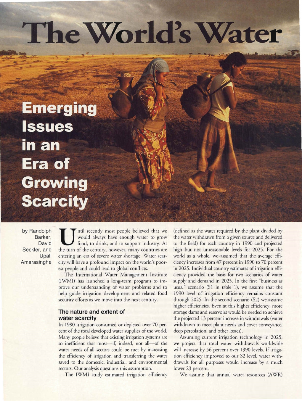 The Nature and Extent of Water Scarcity